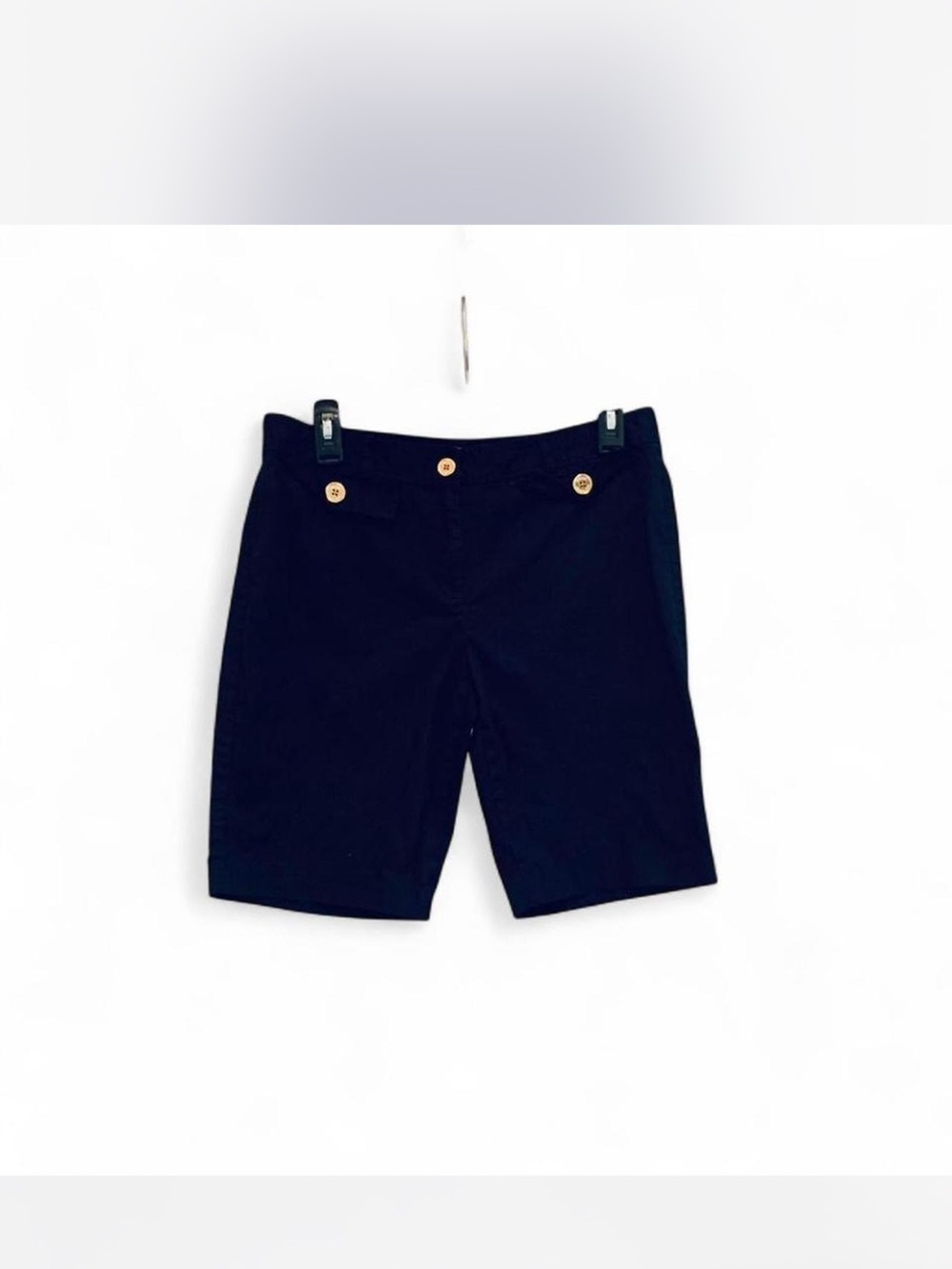 Classic Black Michael Kors Women's Shorts with Gold Button Detail size 8